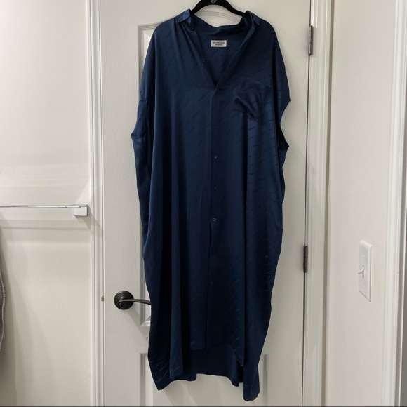 NEW Balenciaga Jacquard Logo Silk Midi Dress, Size 38/6 - Picture 7 of 9